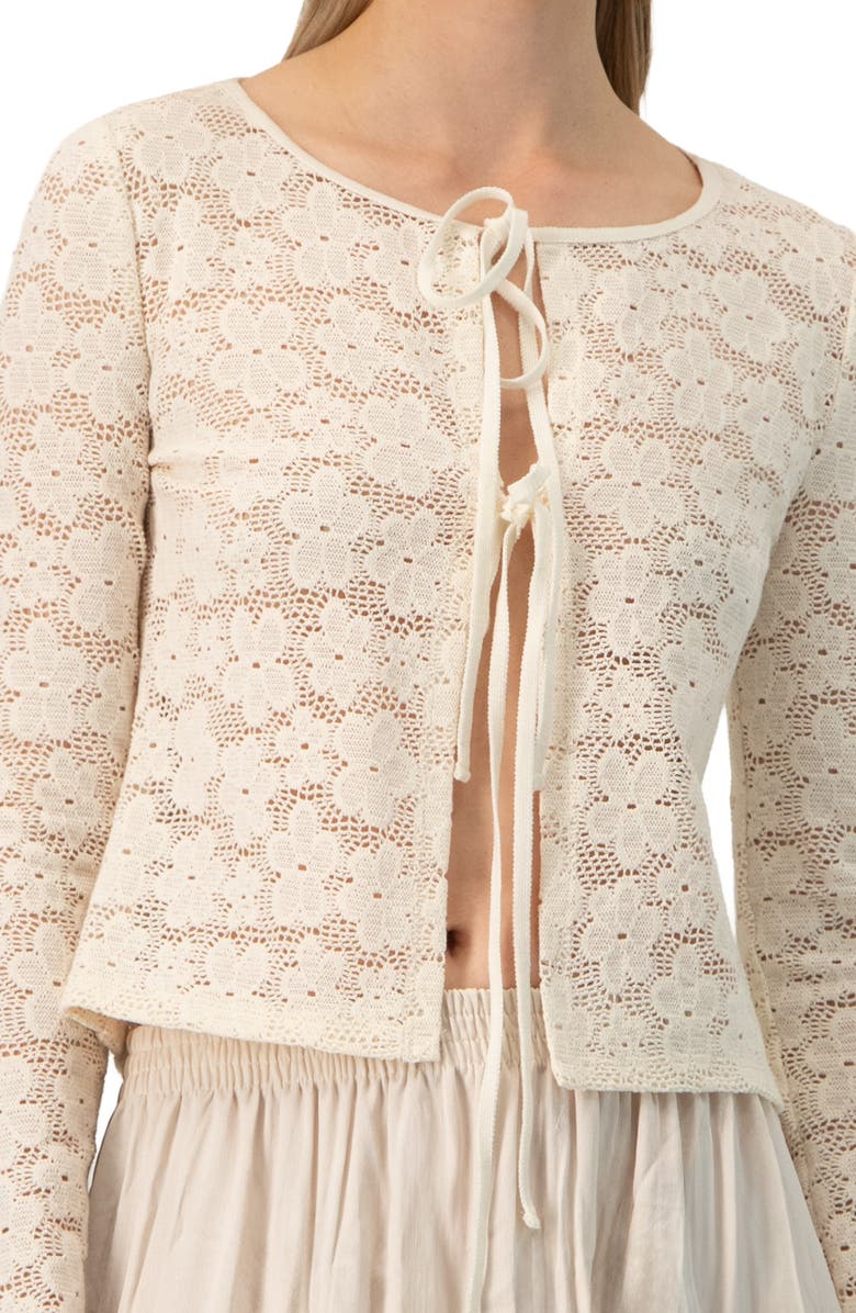 IVONNE Long Sleeve Knitted Lace Straight Blouse, Alternate, color, Ivory