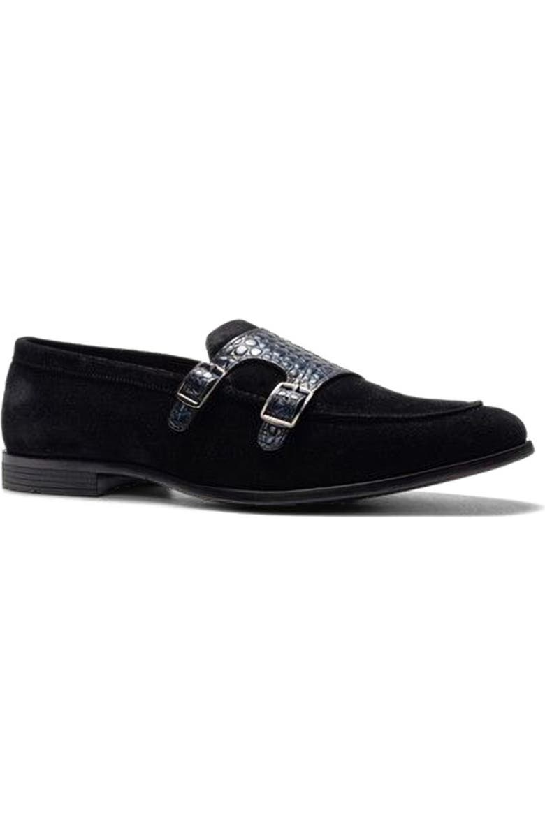 CARLOS SANTANA Virtuoso Double Monk Loafer, Alternate, color, Navy Croco Print