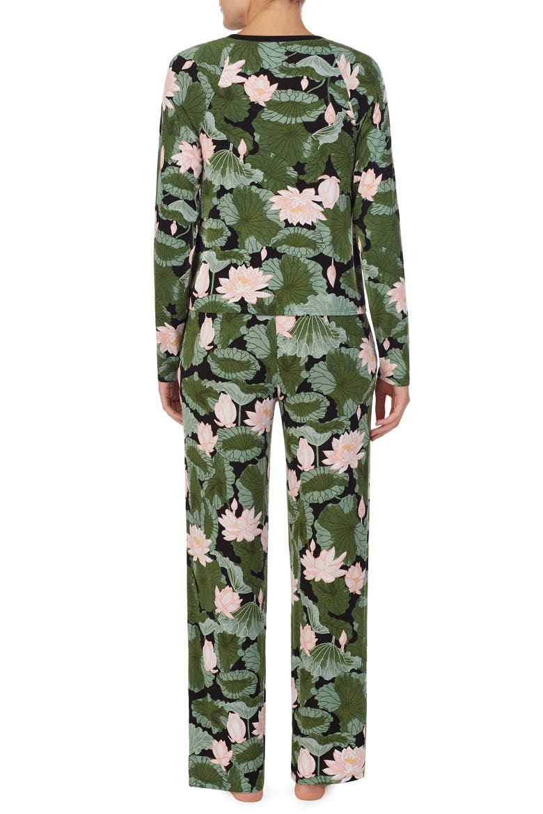 Long Sleeve Pajamas, Alternate, color, BLACK WATERLILLIES