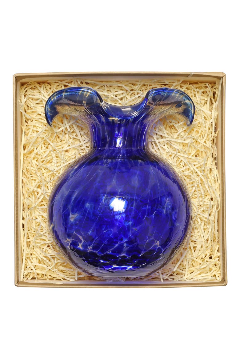 Hibiscus Glass Cobalt Tortoiseshell Bud Vase, Alternate, color, BLUE