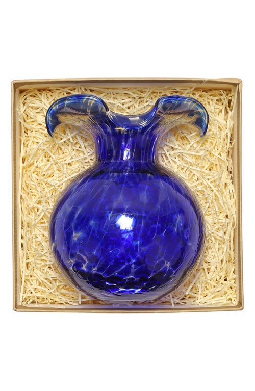 Vietri Hibiscus Glass Cobalt Tortoiseshell Bud Vase In Blue