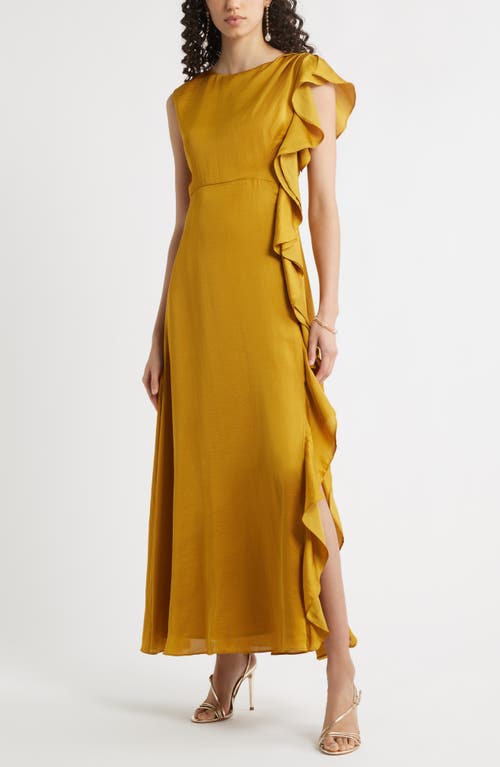 Chelsea28 Asymmetric Ruffle A-line Dress In Gold