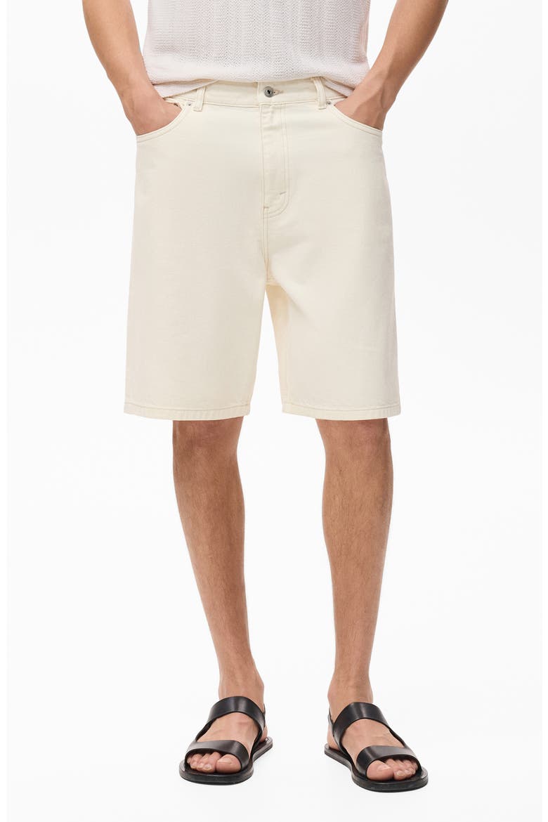 Relaxed Fit Denim Bermuda Shorts, Main, color, OFF WHITE