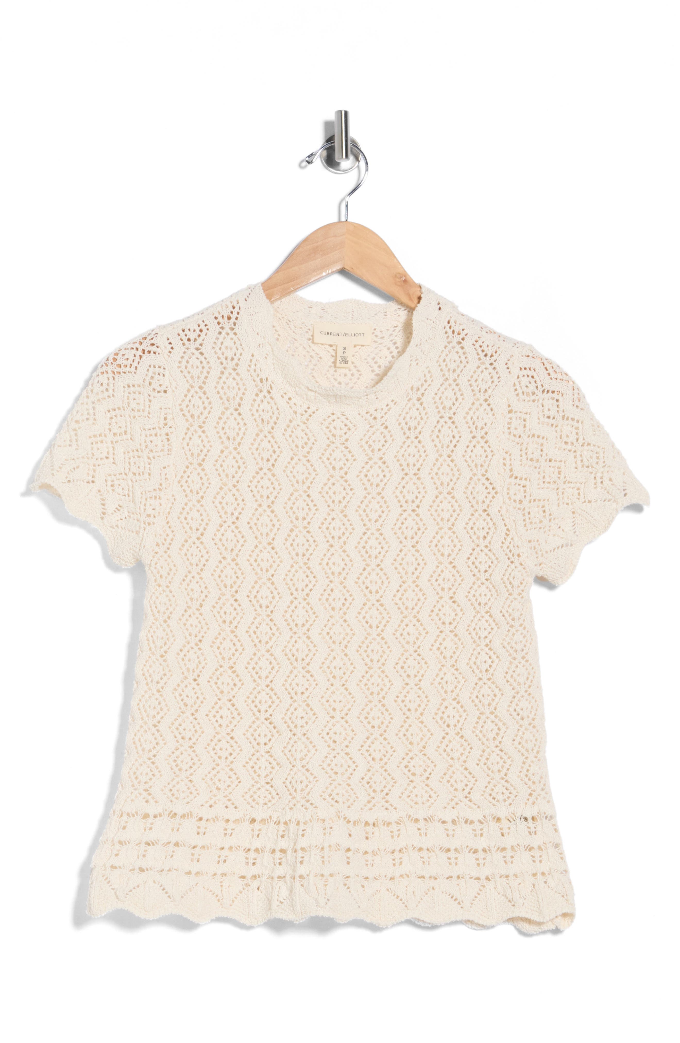 Current/Elliott Short Sleeve Pointelle Sweater