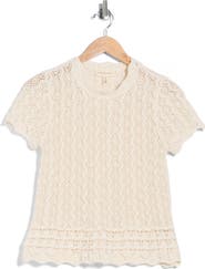 Current/Elliott Short Sleeve Pointelle Sweater
