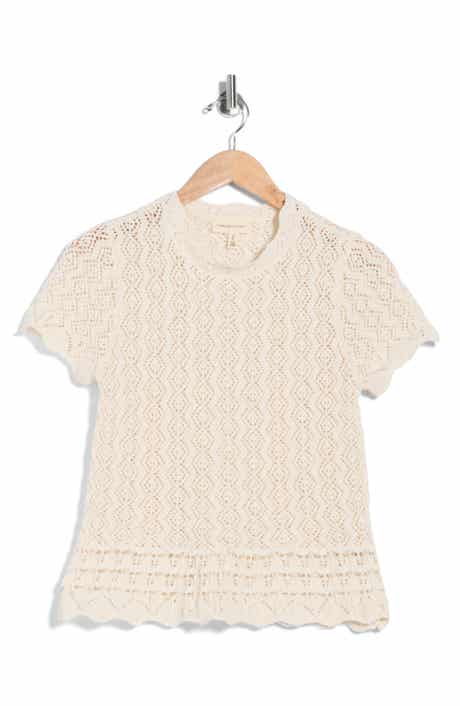 Current/Elliott Short Sleeve Pointelle Sweater