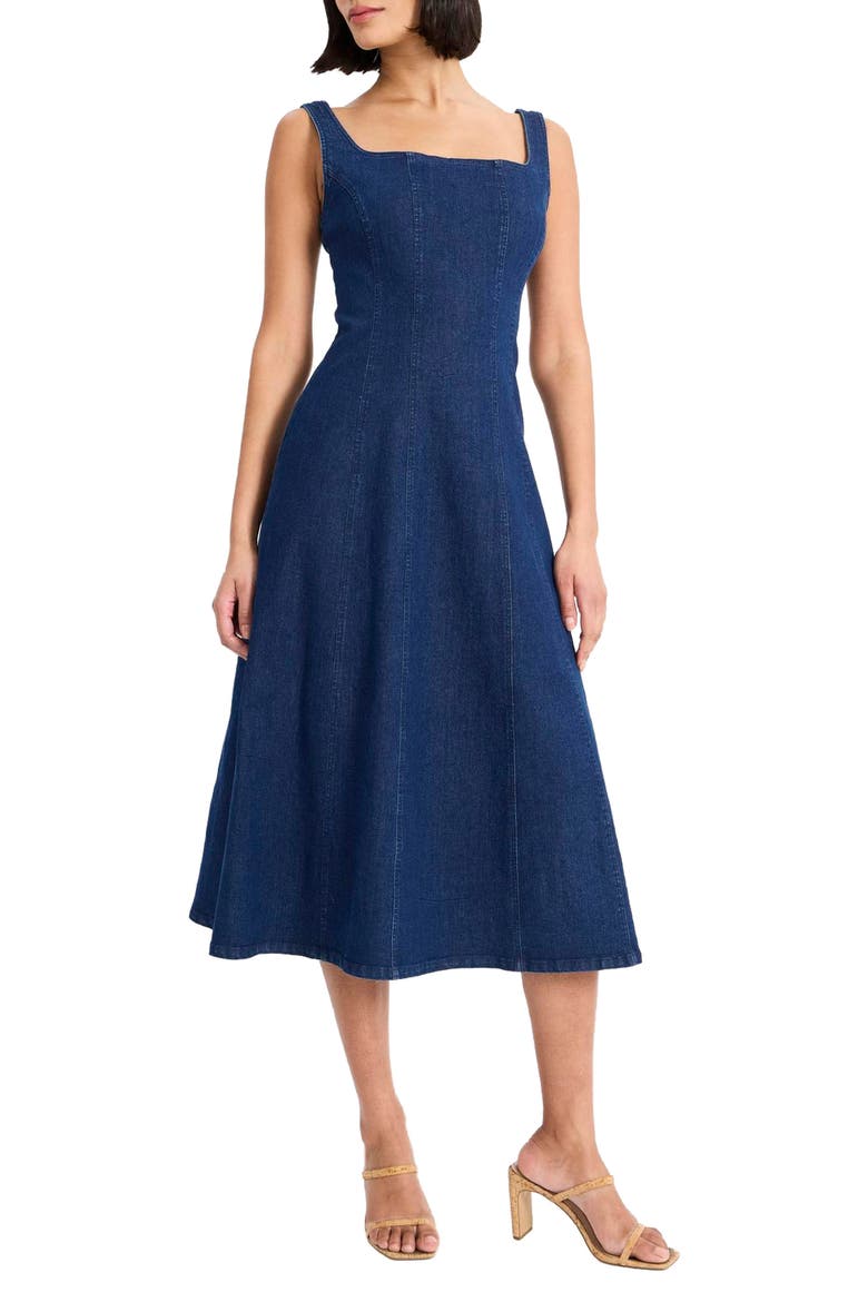 Sleeveless Denim Midi Dress, Alternate, color, DARK WASH