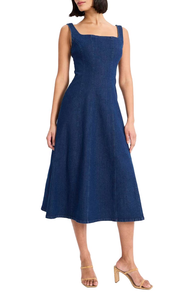 Maggy London Sleeveless Denim Midi Dress, Alternate, color, Dark Wash