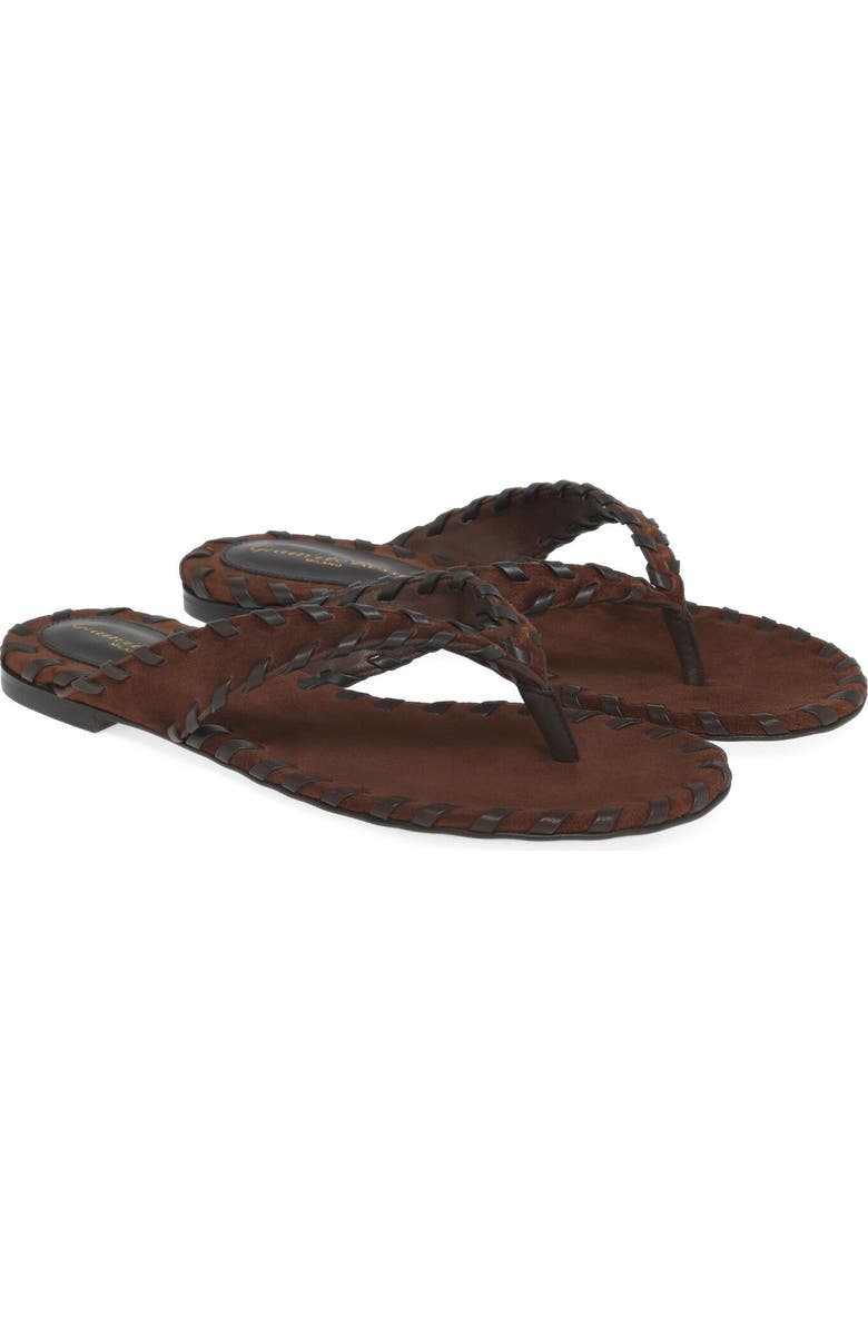 Gianvito Rossi Zaira Thong Flat Sandal, Alternate, color, Brown Suede