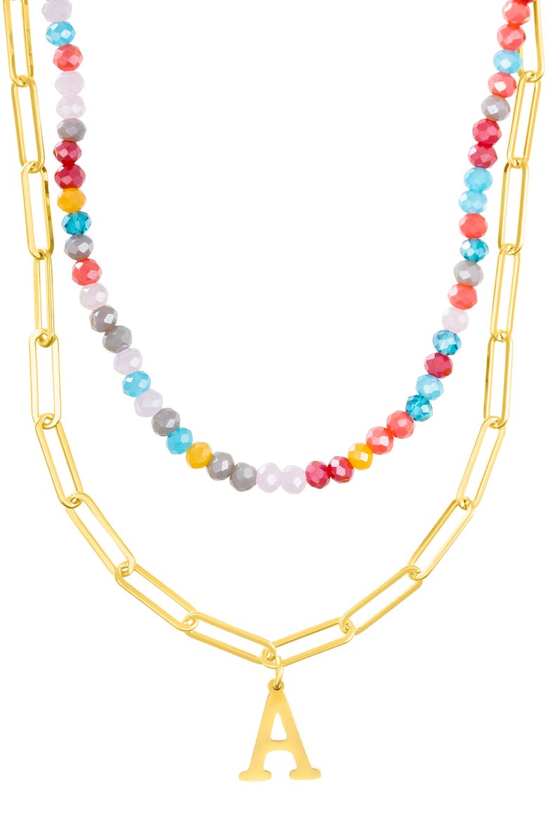 Adornia Initial Water Resistant Layered Necklace, Alternate, color, Multi-A