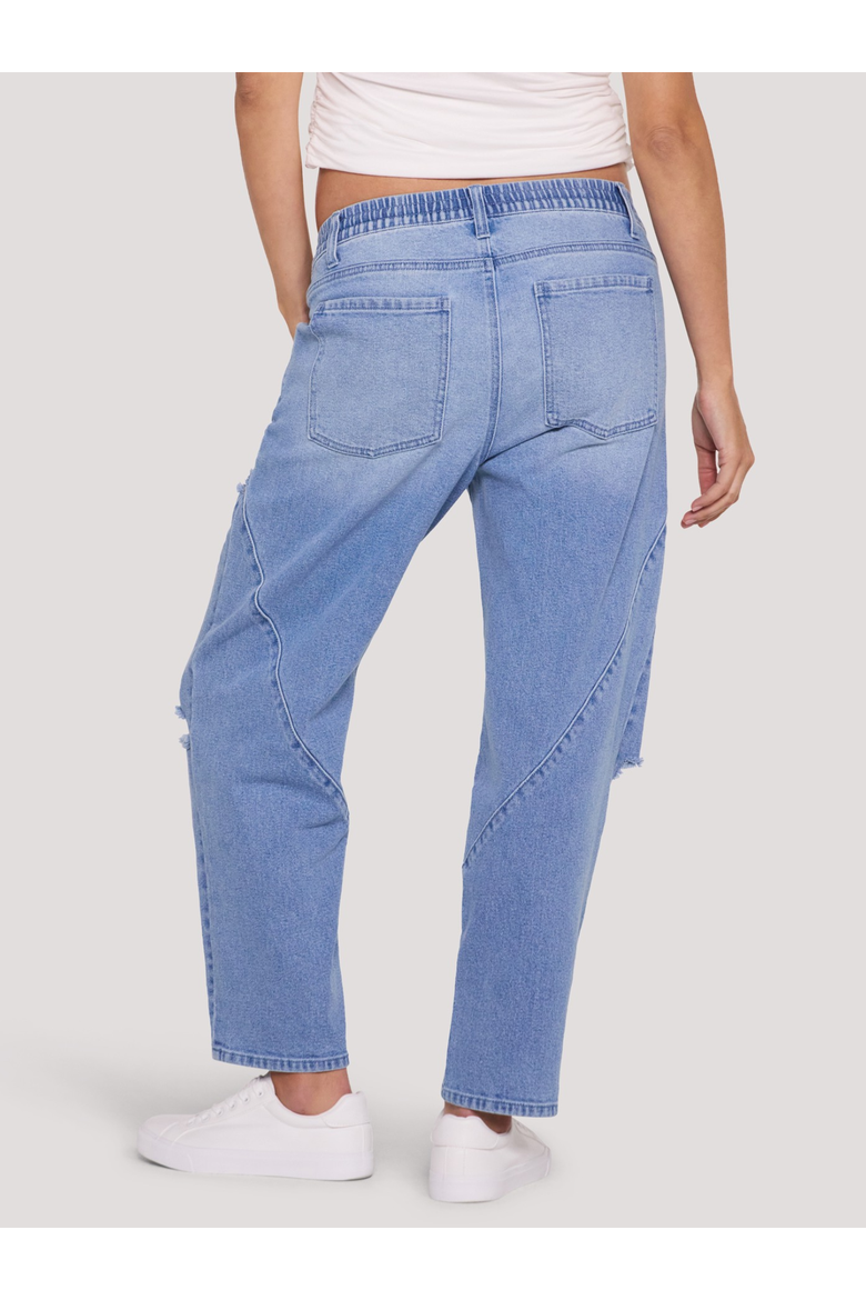 Drawstring Pull On Barrel Jean, Alternate, color, Moni Wash