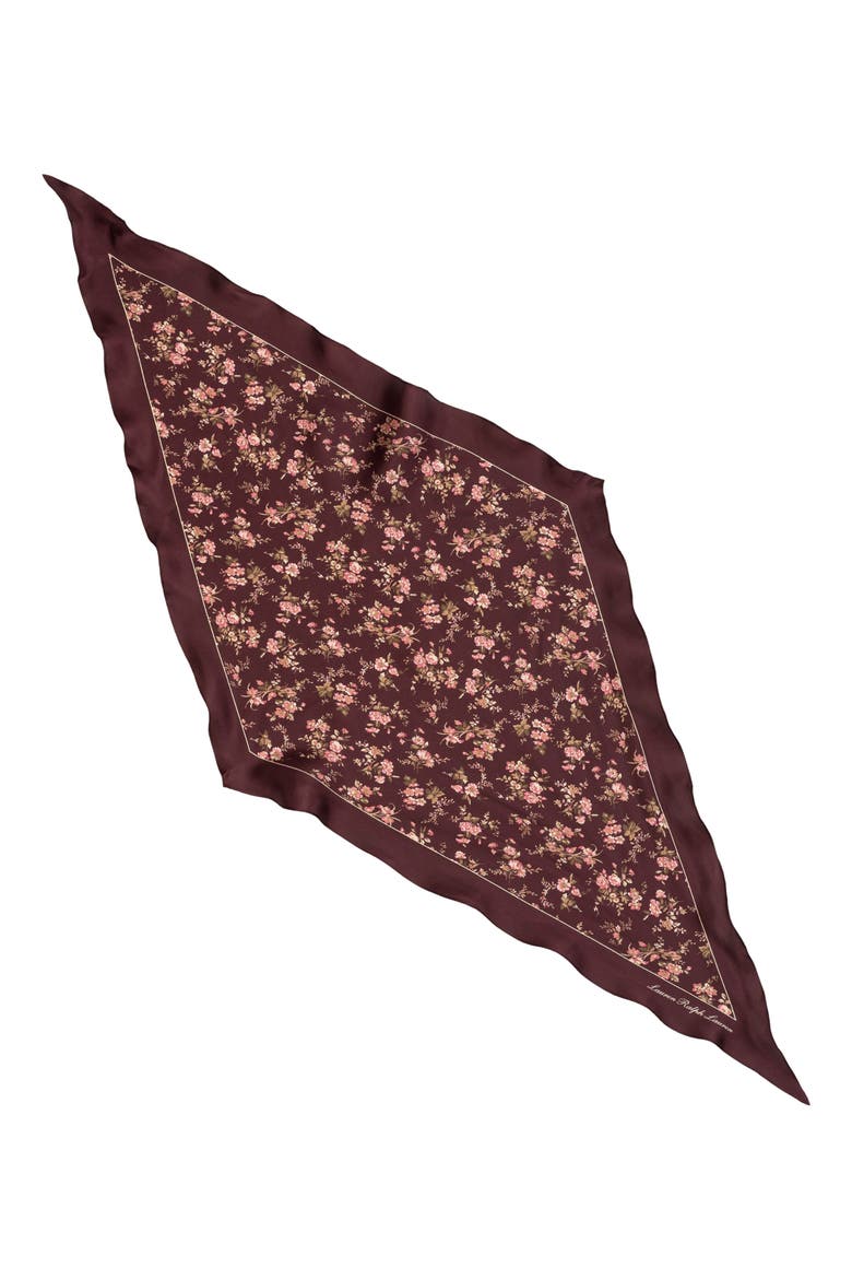 Floral Silk Large Diamond Scarf, Main, color, PINOT NOIR