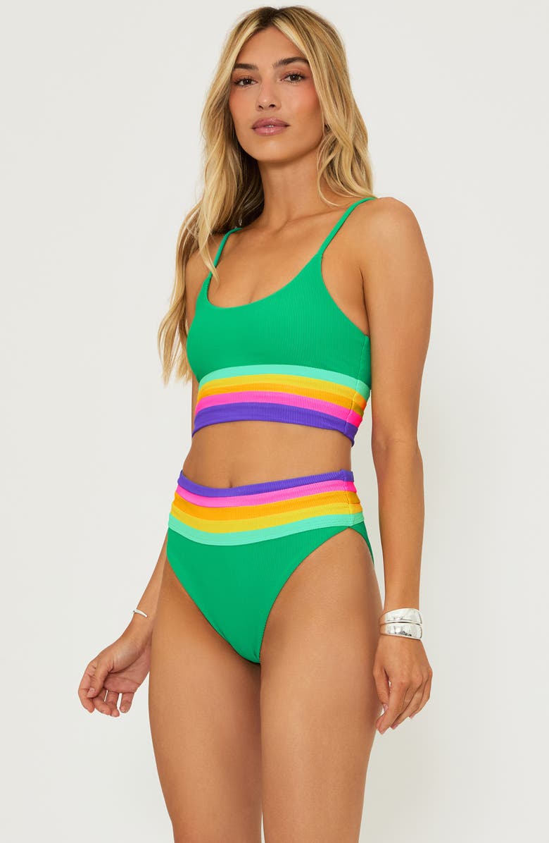 Beach Riot Millie Colorblock High Waist Bikini Bottoms, Alternate, color, Technicolor Colorblock