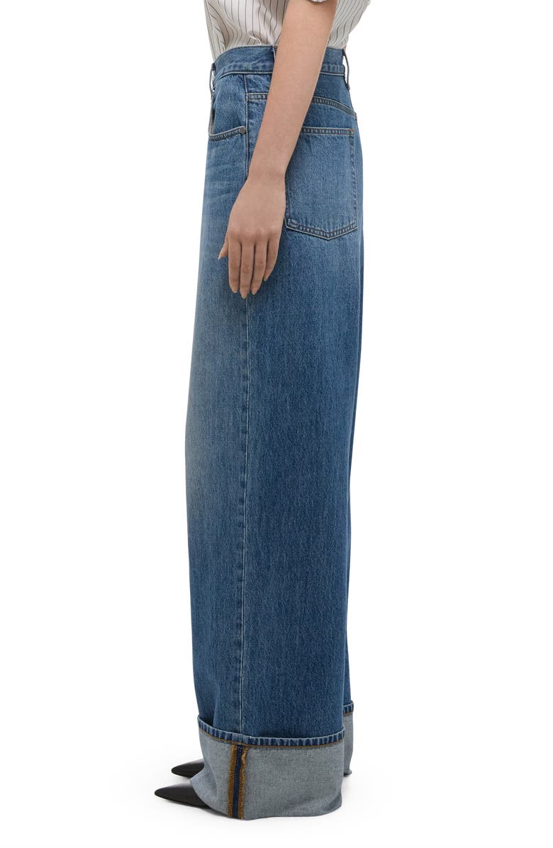 Helmut Lang Cuffed Wide Leg Jeans, Alternate, color, Classic Blue