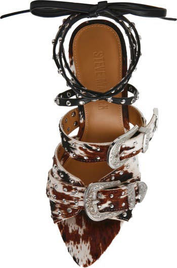 Saddle Embellished Ankle Strap Sandal