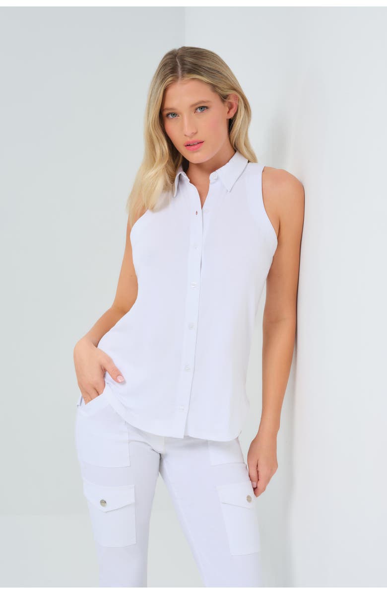 Anatomie Elise Sleeveless Button Up Top, Main, color, White