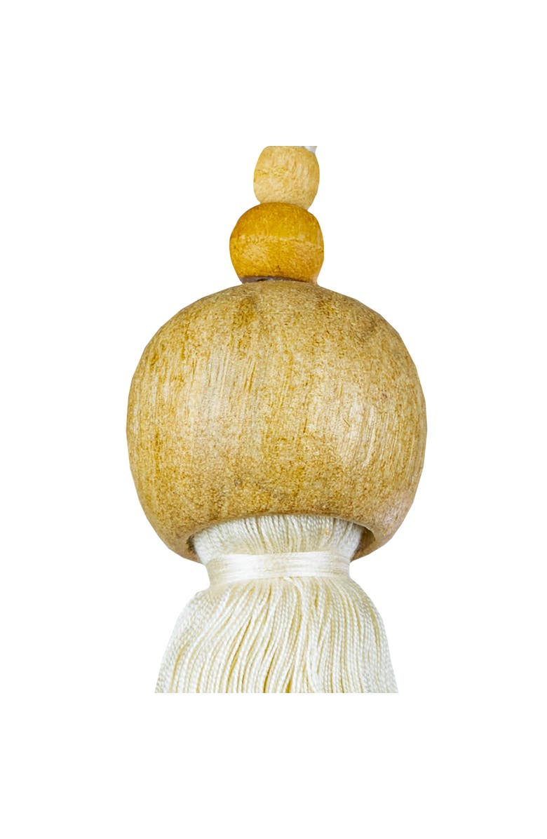 Foreside Home and Garden Beaded Cap Tassel White Cotton & Wood, Alternate, color, White