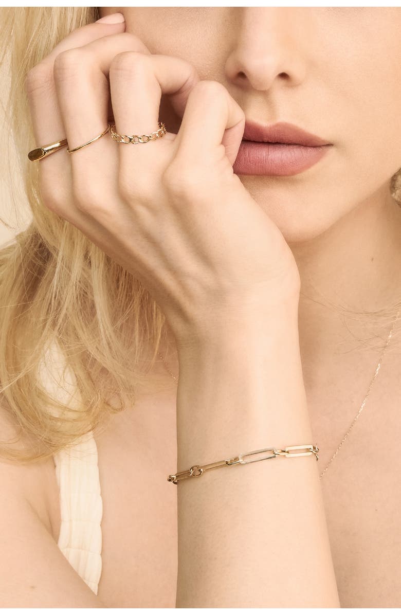 Oradina 14K Yellow Gold Dainty Curb Link Ring, Alternate, color, Yellow Gold