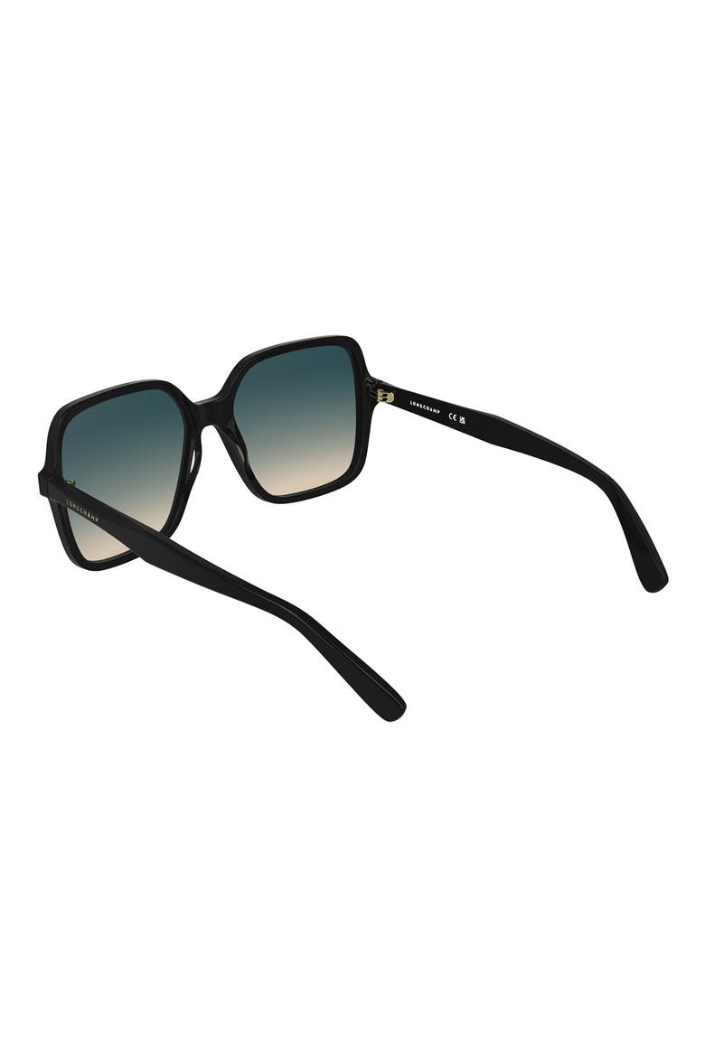 Le Pliage 57mm Gradient Modified Rectangular Sunglasses, Alternate, color, BLACK
