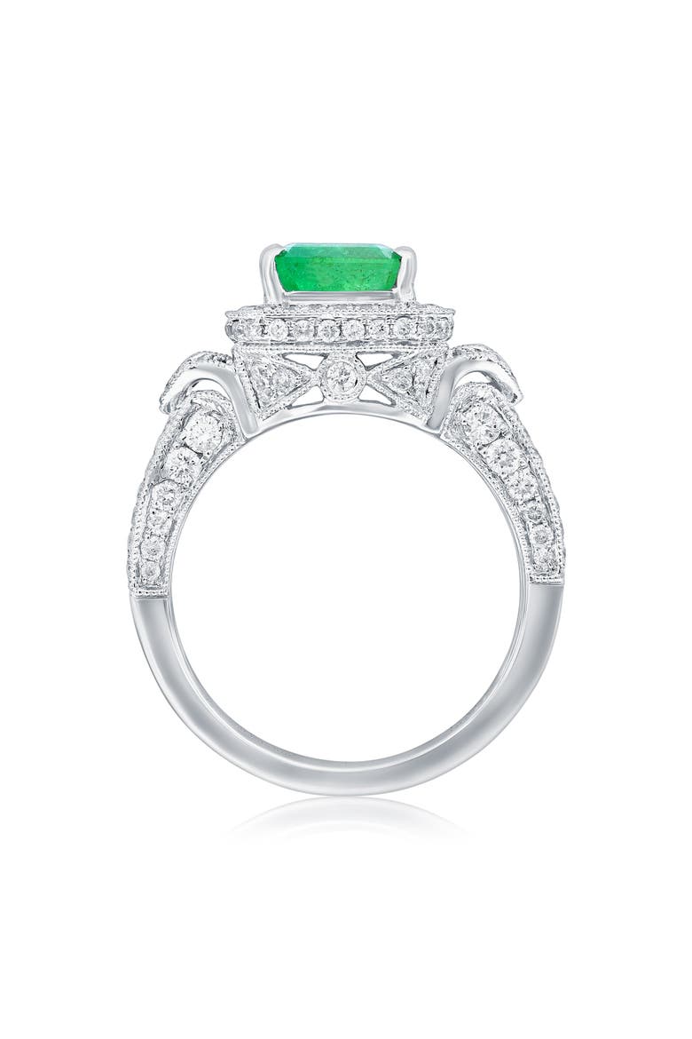 14K White Gold 2.12ct Colombian Emerald & 1.00cttw Diamond Ring, Alternate, color, Green