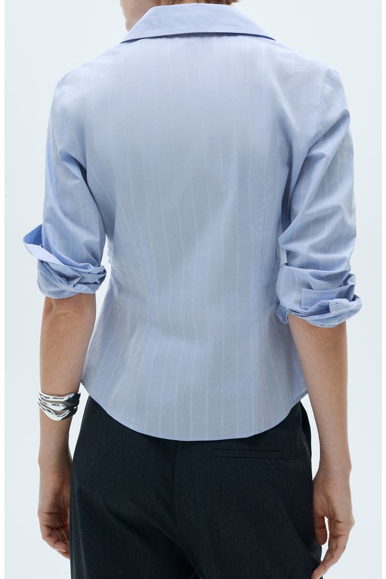 Side Gather Cotton Poplin Button-Up Shirt, Alternate, color, SKY BLUE