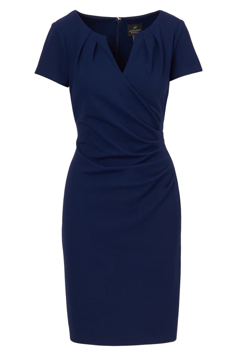 Crepe Sheath Dress, Alternate, color, NAVY SATEEN