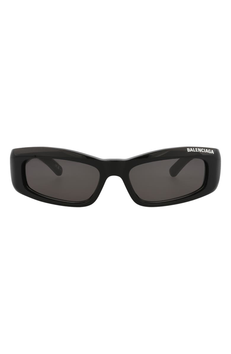 Balenciaga 57mm Rectangle Sunglasses, Main, color, Black Black Grey
