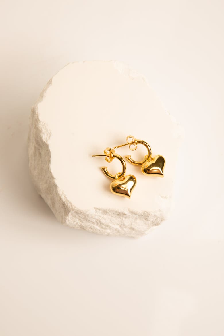 Puffy Heart Dangle Hoop Earrings Spiritual & Minimalist Jewelry, Alternate, color, White