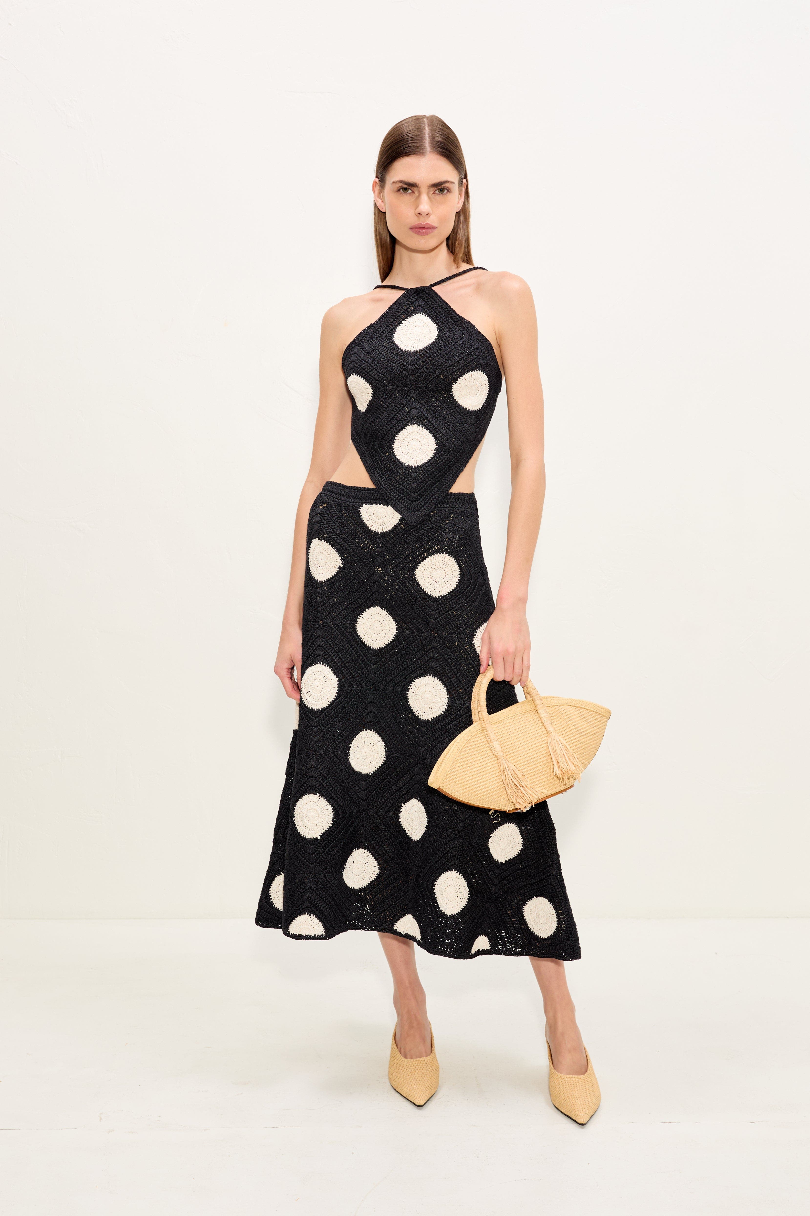 selected Black/Macadamia Polka Dot
