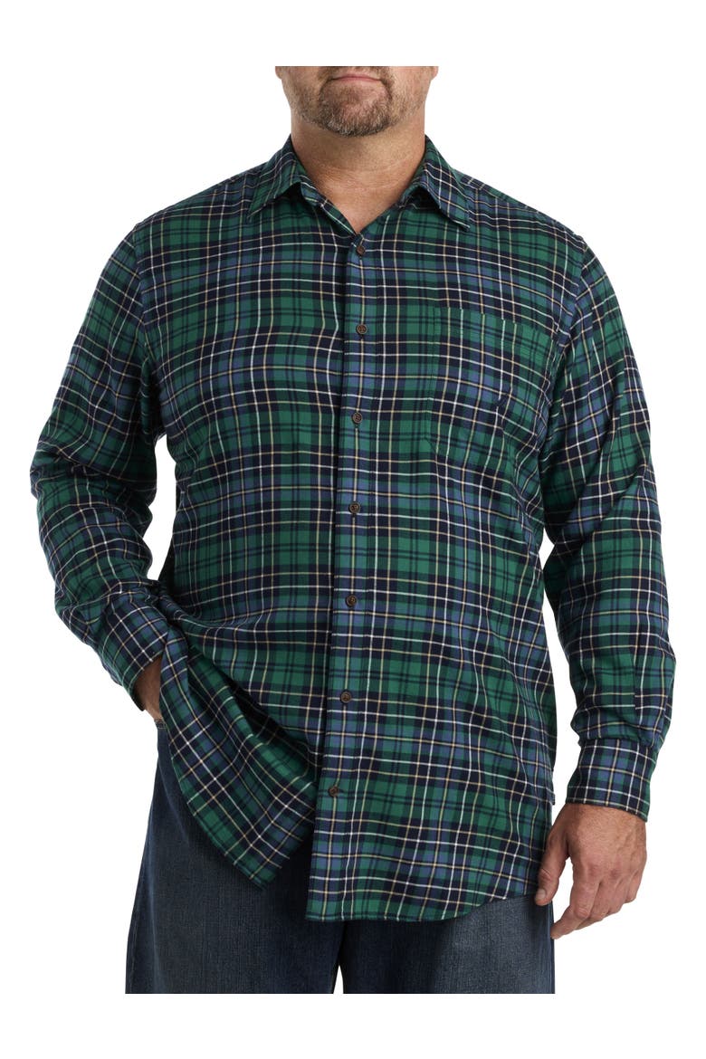 Big & Tall Plaid Sport Shirt, Alternate, color, NAVY