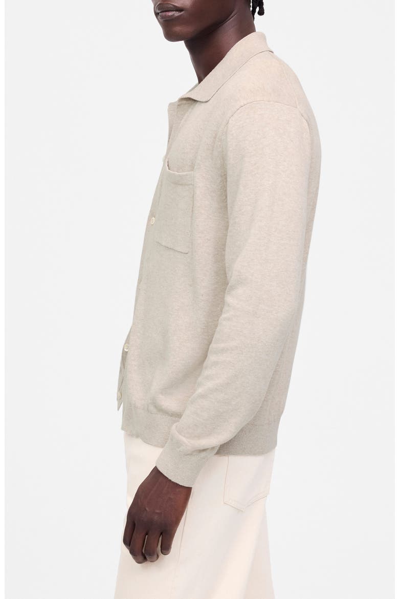 Lightweight Cotton & Linen Blend Cardigan, Alternate, color, HEATHER BROWN