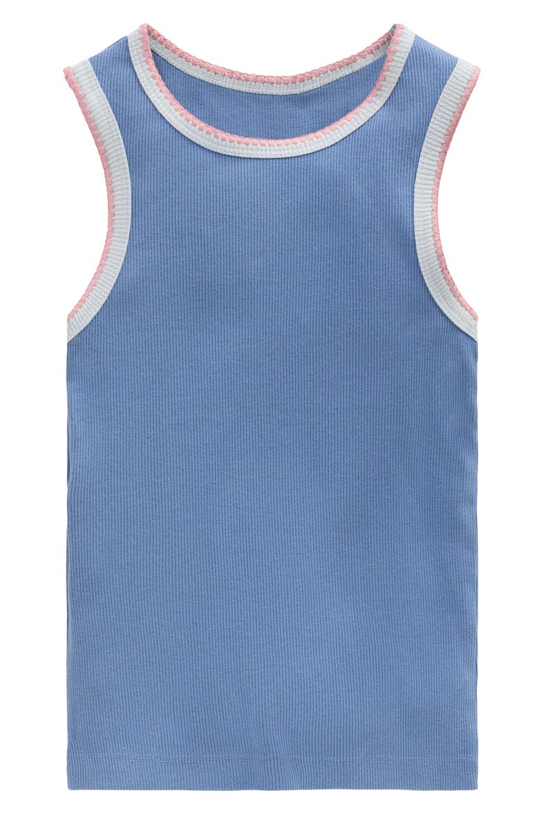 Kids' Crochet Trim Ribbed Tank, Main, color, LIGHT BLUE