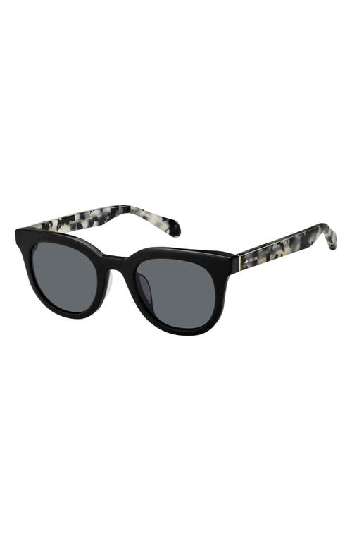 Fossil 48mm Round Sunglasses In Black