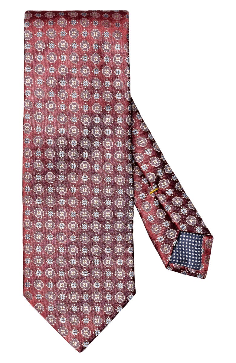 Eton Floral Jacquard Silk Tie, Main, color, Medium Red