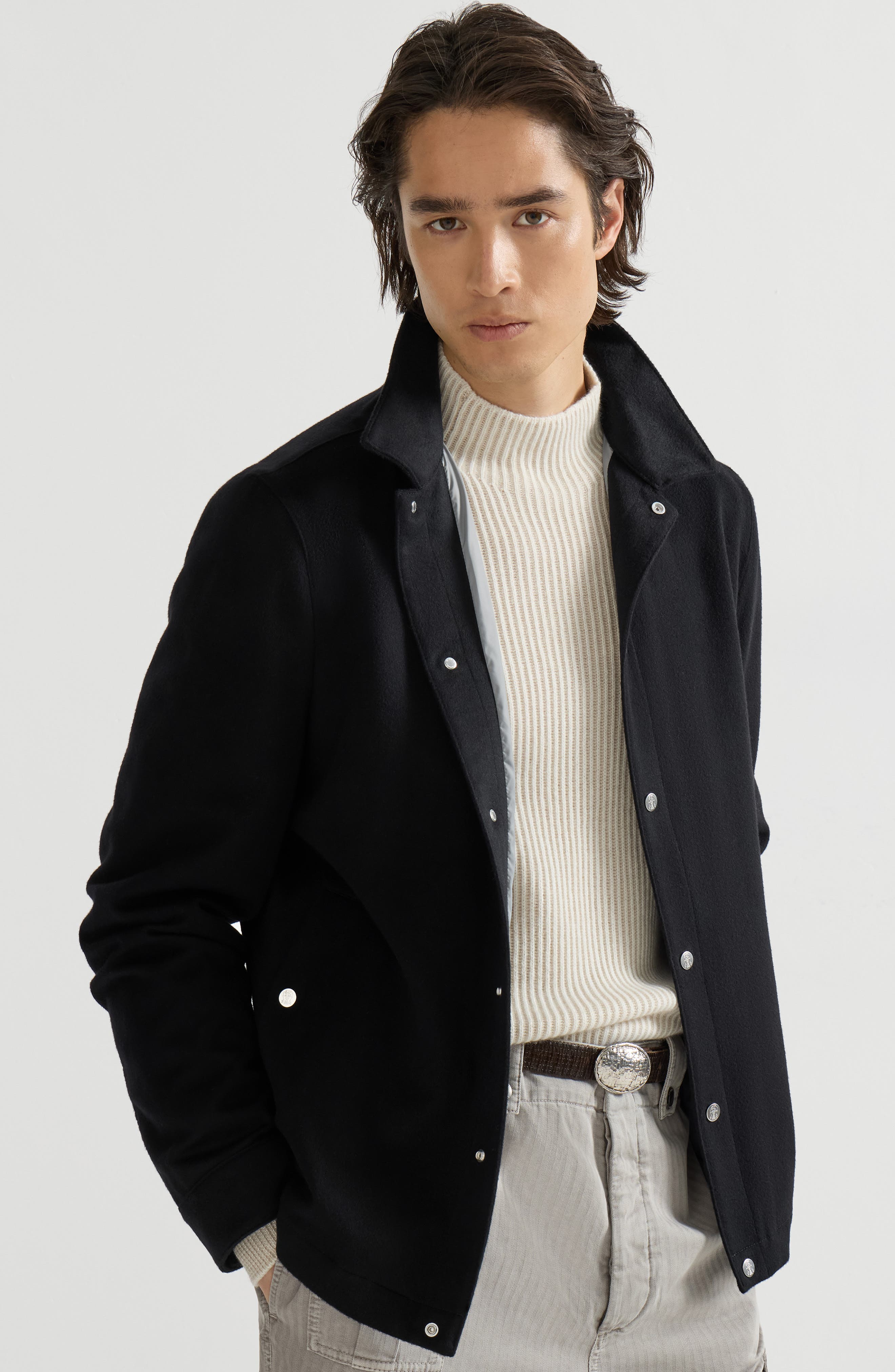 Brunello Cucinelli Lightweight cashmere flannel outerwear jacket — фото 5