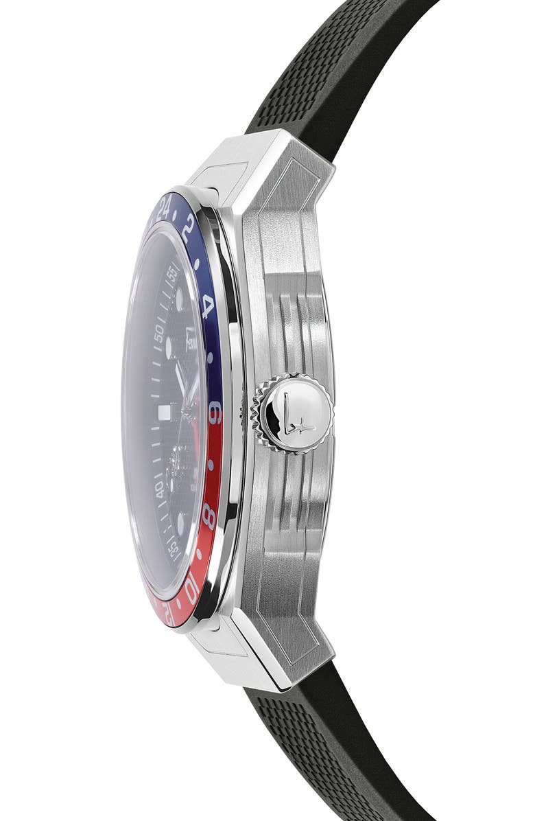 FERRAGAMO SLX GMT Silicone Strap Watch, 43mm, Alternate, color, Silver