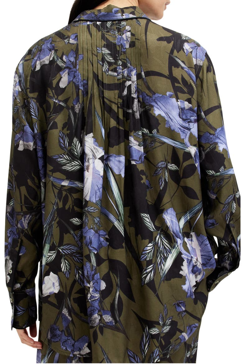 Eve Batu Floral Button-Up Shirt, Alternate, color, DEEP KHAKI GREEN