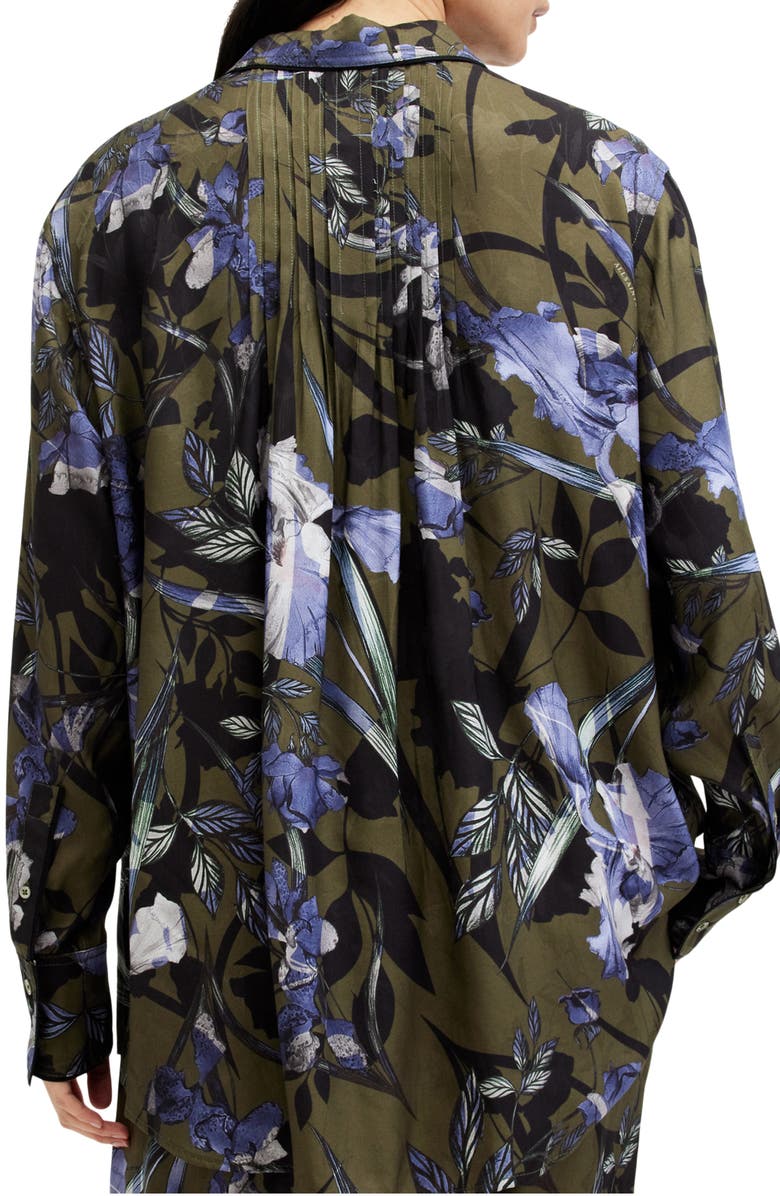 AllSaints Eve Batu Floral Button-Up Shirt, Alternate, color, Deep Khaki Green