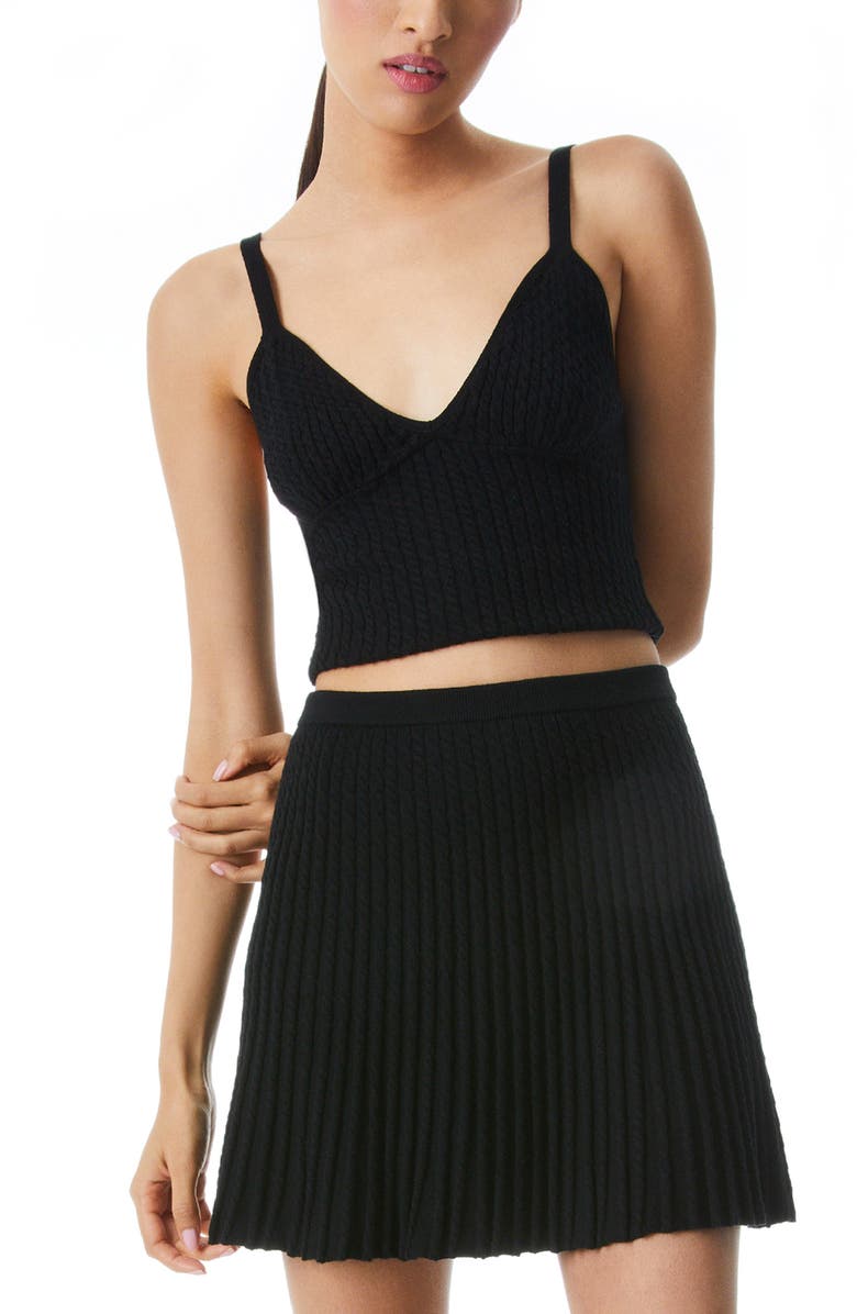 Alice + Olivia Kenna Cable Crop Cotton Sweater Tank, Main, color,