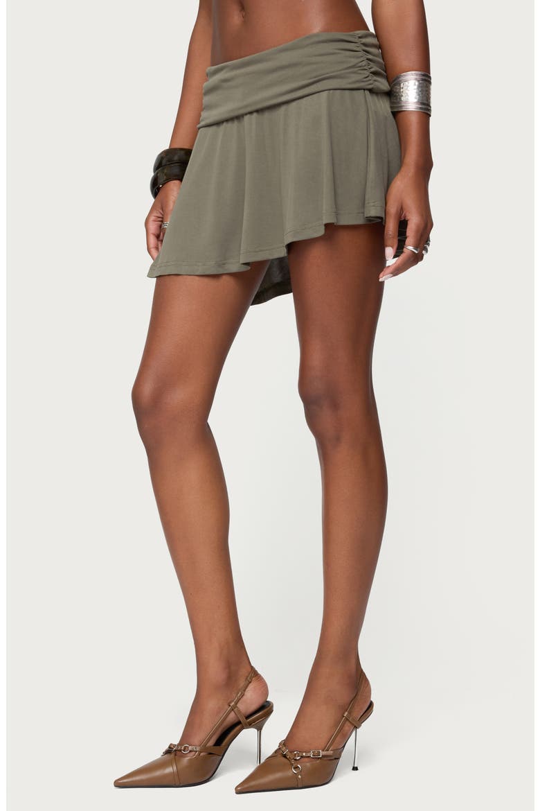 Janah Asymmetric Foldover Miniskort, Alternate, color, OLIVE