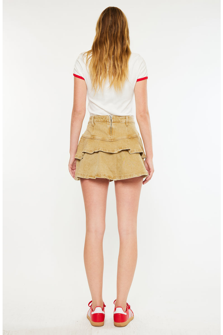 Rue High Rise Mini Denim Skirt, Alternate, color, Taupe