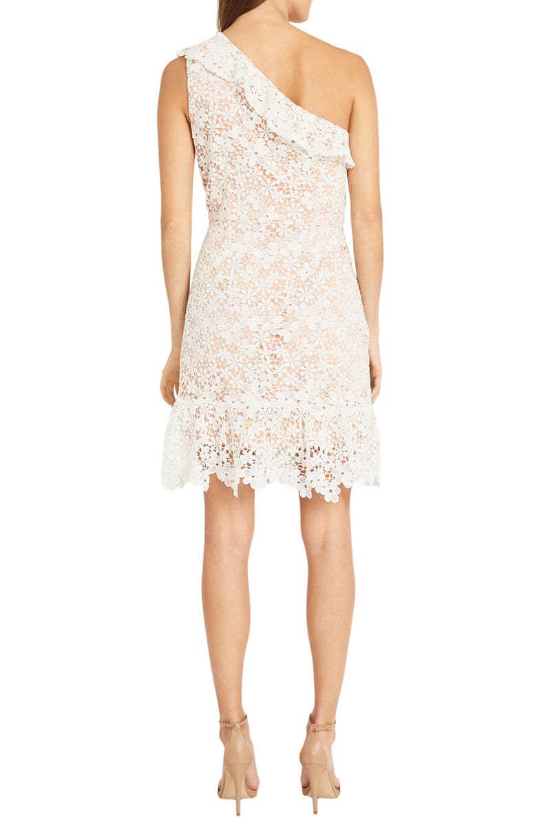 DONNA MORGAN FOR MAGGY One-Shoulder Floral Lace Ruffle Minidress, Alternate, color,