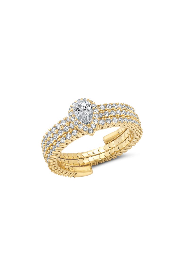 Pear Cut Cubic Zirconia Adjustable Ring, Main, color, 18KYG/ CLEAR STONE