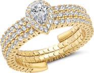Crislu Pear Cut Cubic Zirconia Adjustable Ring