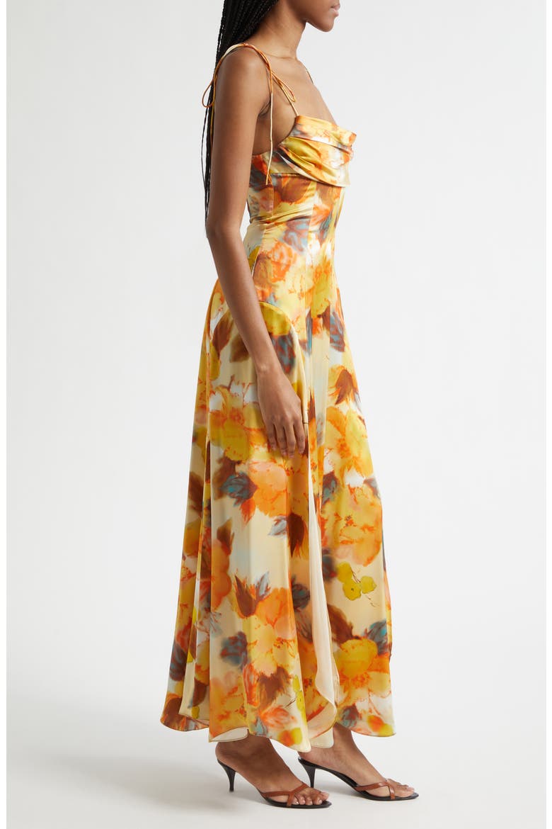 Betty Floral Print Cocktail Dress, Alternate, color, SMOKE SAND MULTI