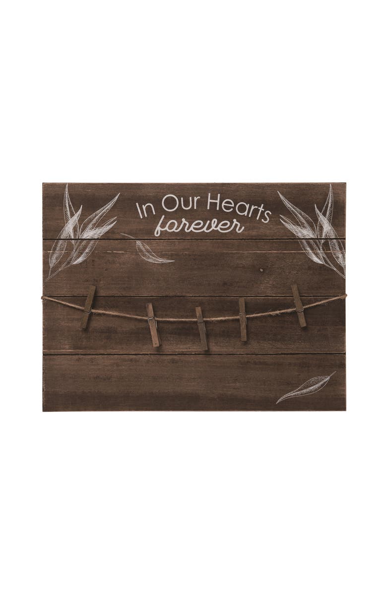 Transpac 20 Inch Brown Spring Memorial Photo Holder Wall Sign Panels Made of Wood for Home Decor, Alternate, color, Brown
