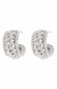 Sterling Forever Kalina Quilted Huggie Hoop Earrings