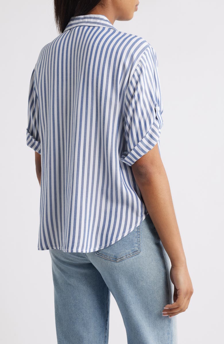beachlunchlounge Murphy Stripe Button-Up Shirt, Alternate, color, Starry Night