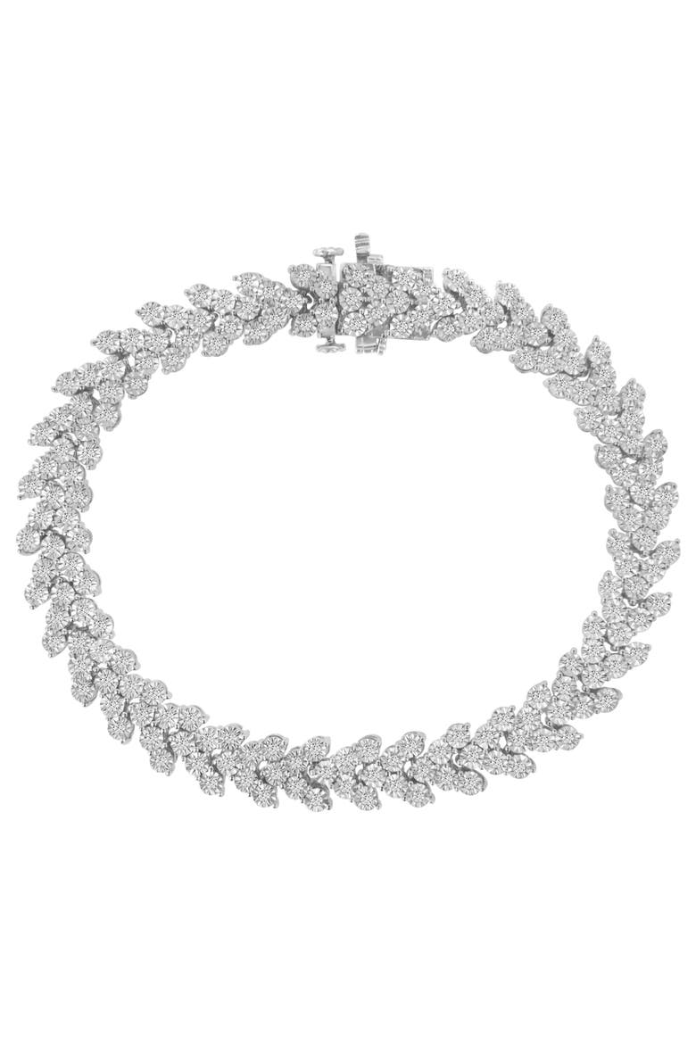 .925 Sterling Silver 2.00 Cttw Miracle Set Diamond Laurel Wreath Link Bracelet, Main, color, Silver
