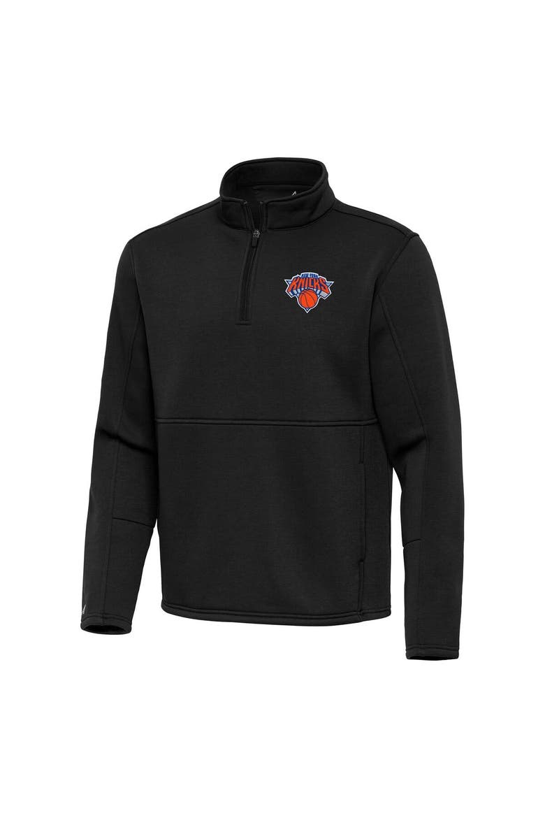 Men's Antigua Black New York Knicks  Twist Quarter-Zip Pullover Top, Alternate, color, Black